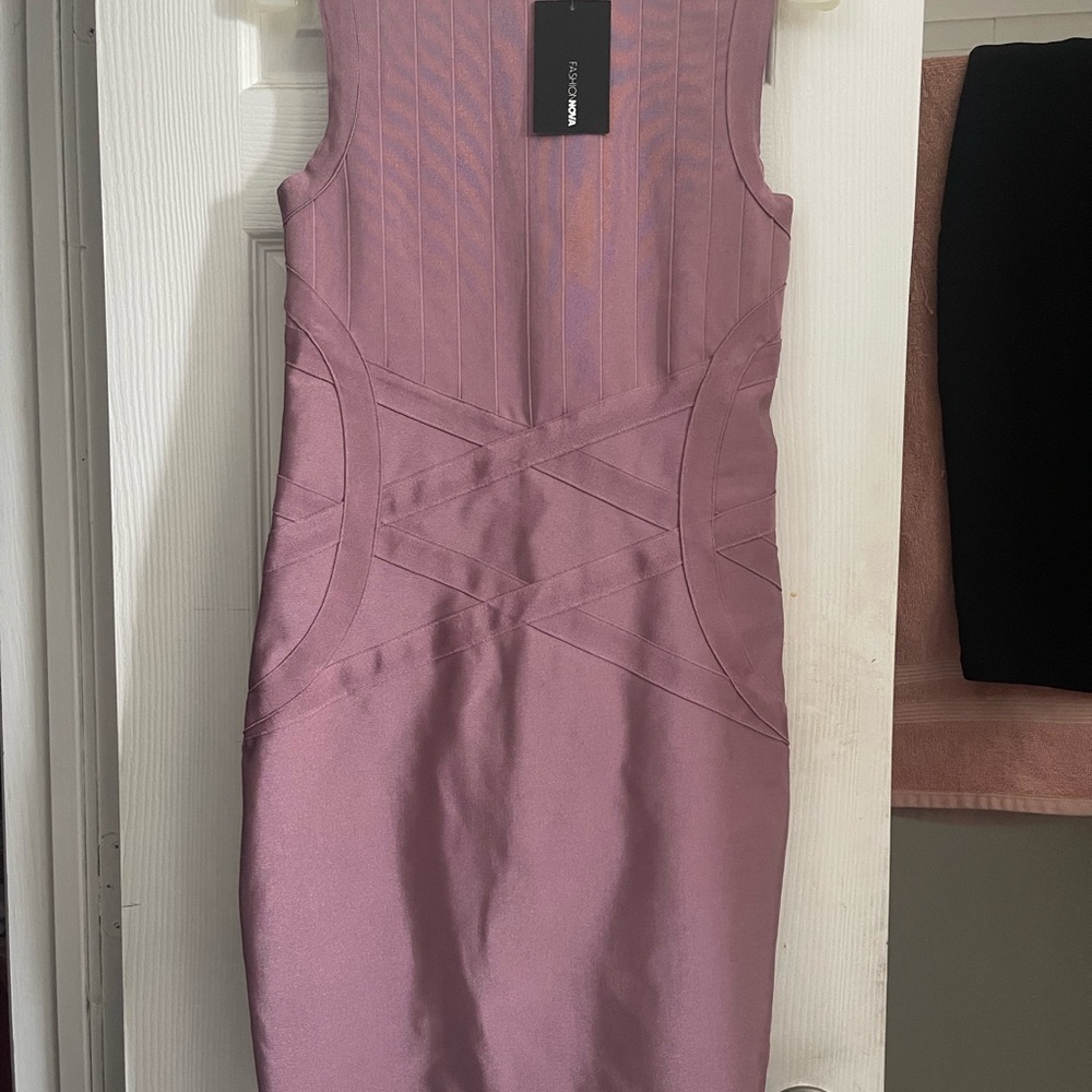 Fashion Nova Pink Sheath Midi Dress for Cocktail